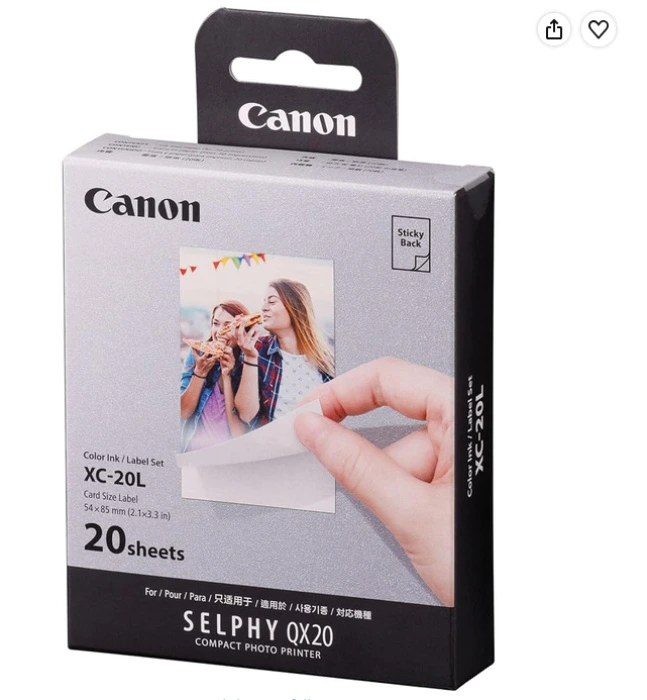 Canon XC-20L Genuine Ink + Paper Set, for SELPHY Square QX20-20 Prints : Amazon.ie: Office Products