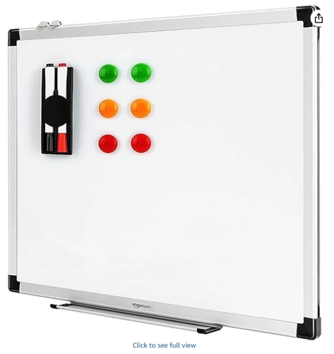 Amazon Basics Magnetic Dry Wipe Whiteboard with Pen Tray