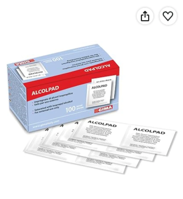 Gima - Alcohol Pads, 70% Isopropyl Alcohol, for Skin Disinfection, Box of 100 Pads, 36598 : Amazon.ie