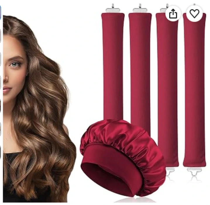 AOOWU 4PCS Heatless Curling Rods, Heatless Blowout Rods with Satin Silk Bonnet, Overnight No Heat Hair Rollers, Flexi Bars with Hooks, Heat Free Curling Iron for All Hair Types, Sleep DIY Hair Curls : Amazon.ie: Beauty