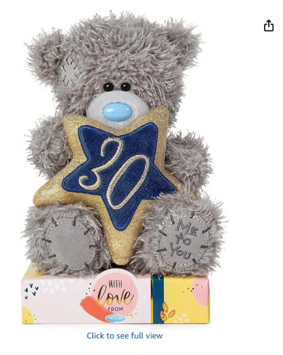 Me To You Bear AP701116 Me To You Me to You Tatty Teddy 30th Birthday Holding a 30 Star-Official Collection, ONE Size, Pink, Black, Gold : Amazon.ie