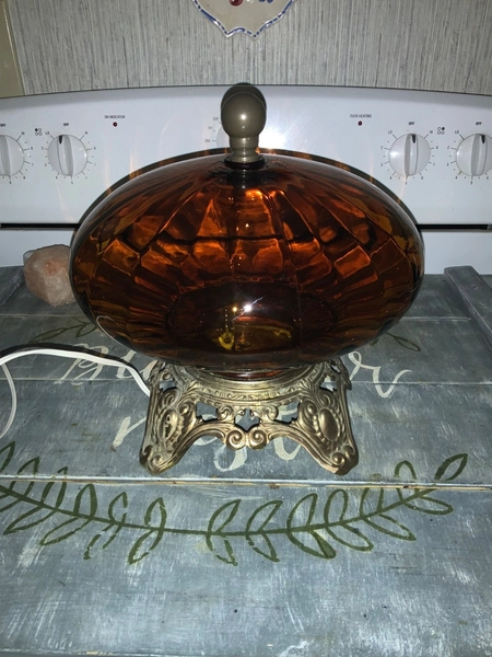 Vintage Mid Century Modern Globe Night Light Amber