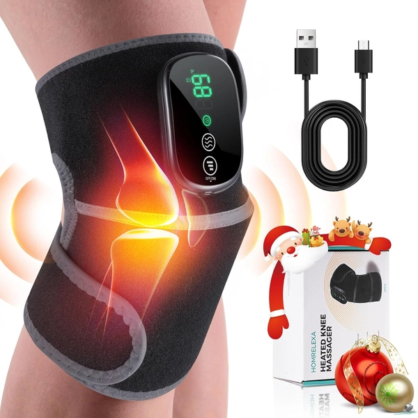 TEMU Heating Pad For Knee Brace, With Massager, Heated Knee Brace Pack With Massager, Knee Massager With Heat & Vibration, Warm Massage Knee Pad