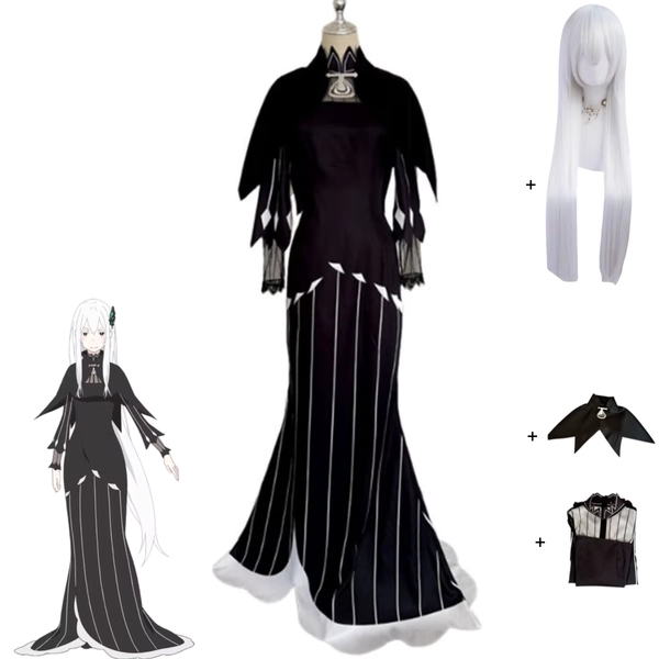 Anime Re:Life in A Different World From Zero Echidna Cosplay Kostüm Schwarzes Abendkleid Langer Rock Perücke Frau Sexy Karnevalsanzug - AliExpress 200000532