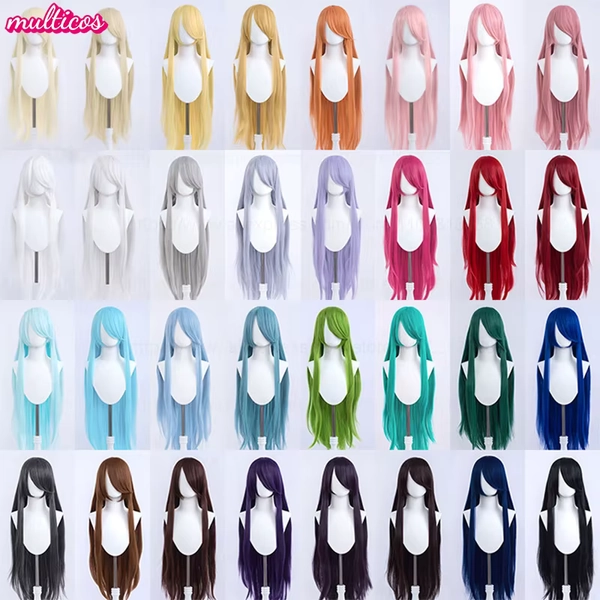 Perruque de Cosplay longue de 100Cm, perruque de haute qualité, noire, blanche, rouge, rose, marron, or, bleu, Blonde, violette, résistante à la chaleur