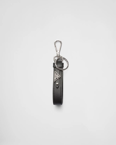 Prada-Saffiano leather keychain