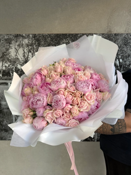 Peonies & Pink Roses Bouquet