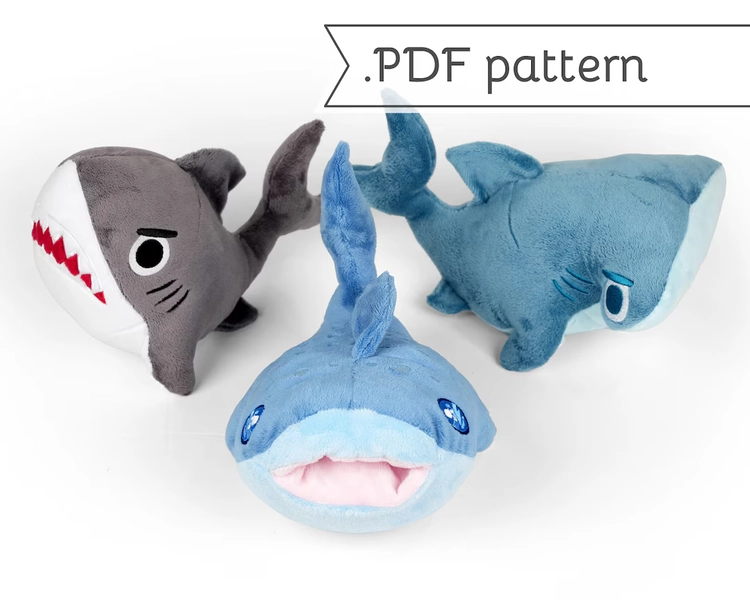 Sharks Plush Animal Sewing Pattern .pdf Tutorial Hammerhead Whale Shark - Etsy Canada