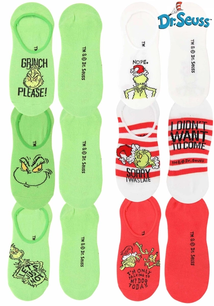 6-Pack Dr. Seuss Grinch No-Show Socks