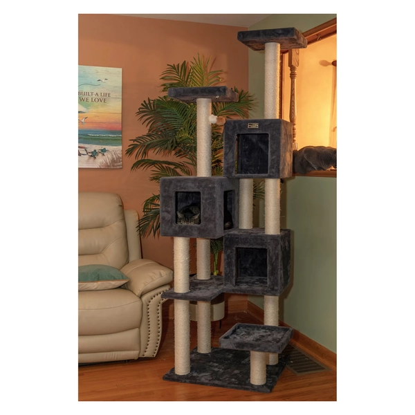 Armarkat A8104 Real Wood Griant Tower with Condos for Multiple Cats, 26" L X 24" W X 80" H