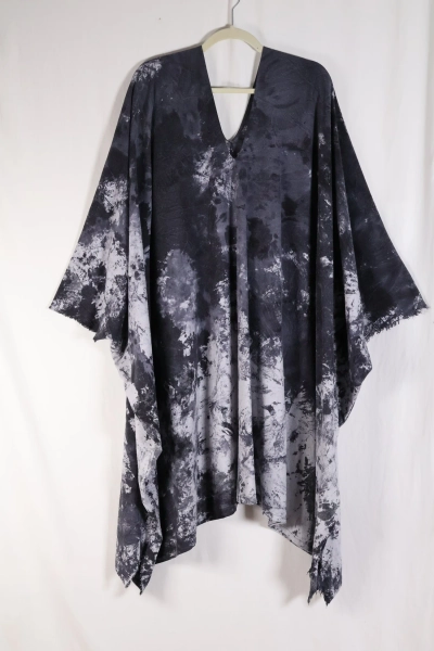 Hand dyed silk dress kaftan mumu tie dye ice dyed washable silk — spent flora