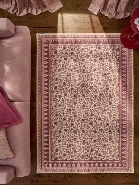 Pink Mabel Woodblock Rug - Size 80x150 cm