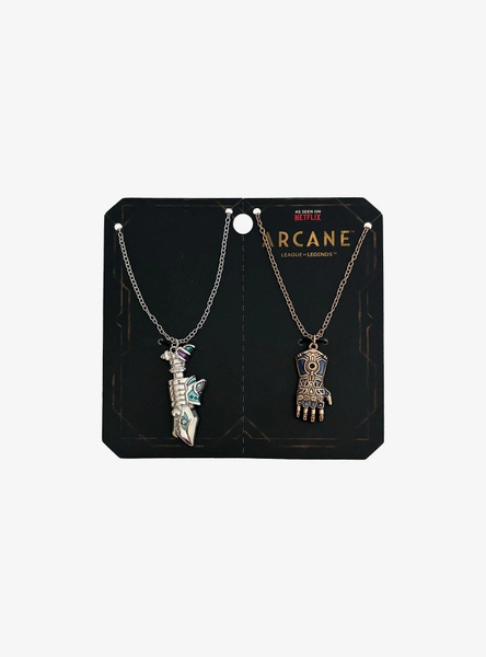 Arcane Vi & Jinx Fishbones Gauntlet Best Friend Necklace Set