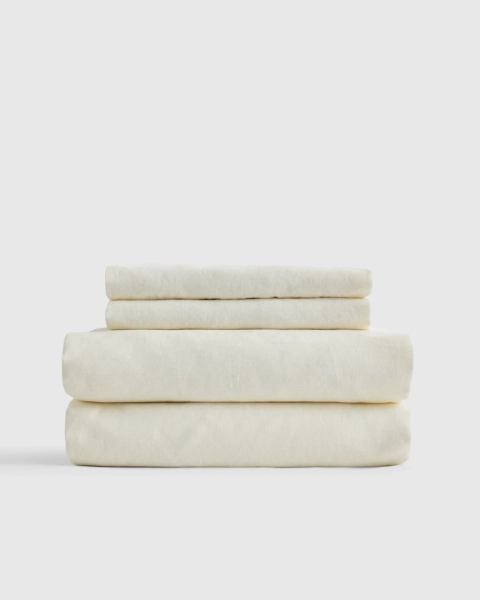 100% Organic Brushed Cotton Sheet Set in Ivory
