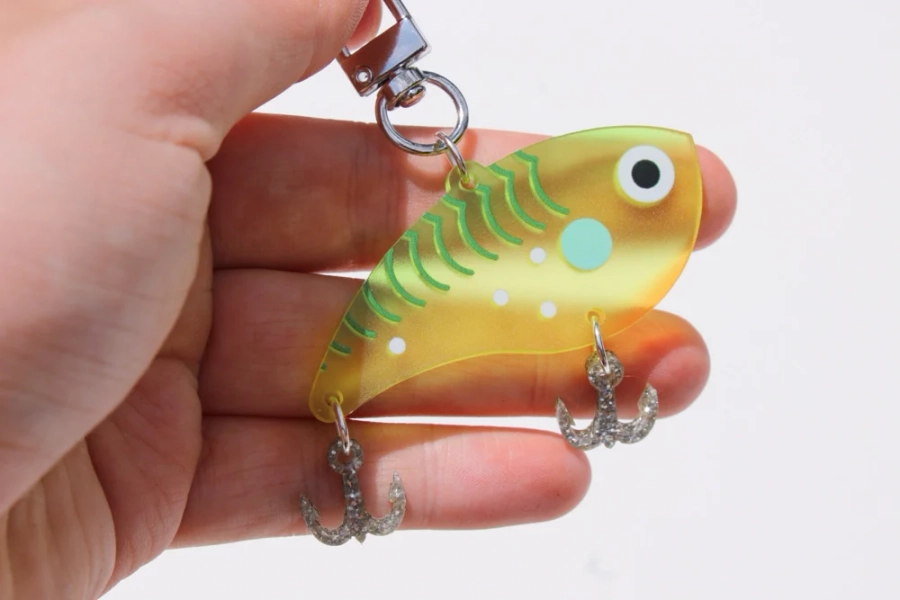 Fishing Lure Frosted Acrylic Charm