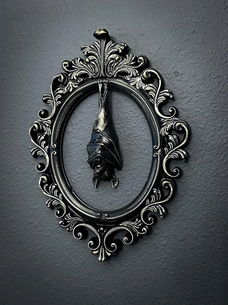 Gothic Framed Hanging Bat Wall Decor