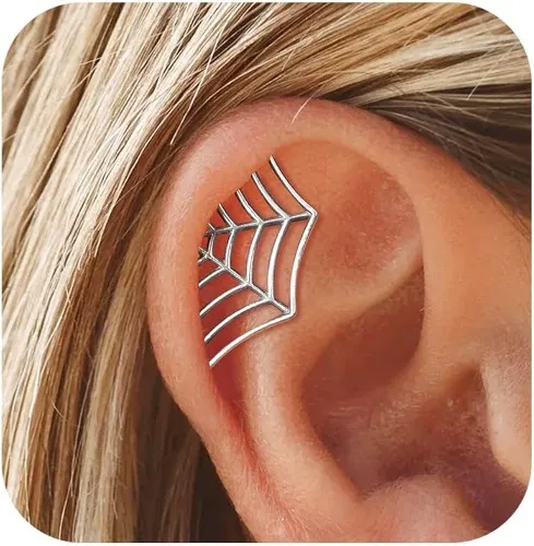 Cartilage Earrings for Women Hidden Helix Piercing Earrings Silver Spider Earring Flat Back Piercing Jewelry Trendy Stuff Gifts - A:SILVER spider earrings