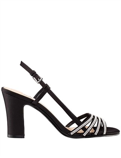 AVALEY HEEL SANDAL - black lus satin - 8 AU