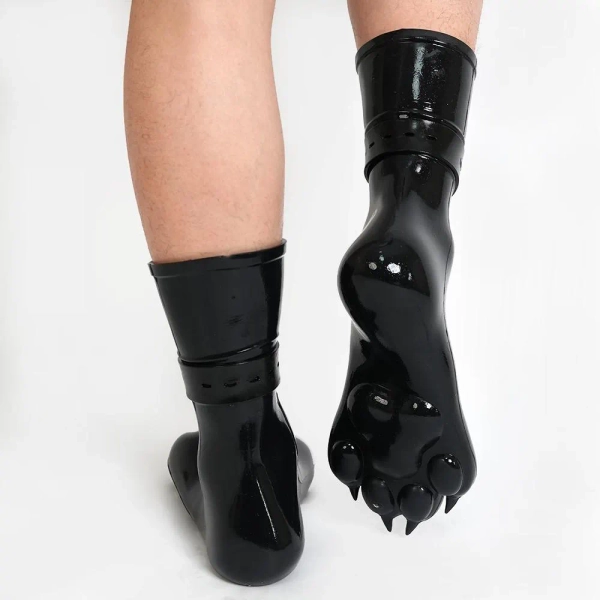 Silicone Cute Dog Paws with Lock Bandage Latex Furry Fetish M Size for Cosplay Custom Dog Feet Comic Realistic Footwear