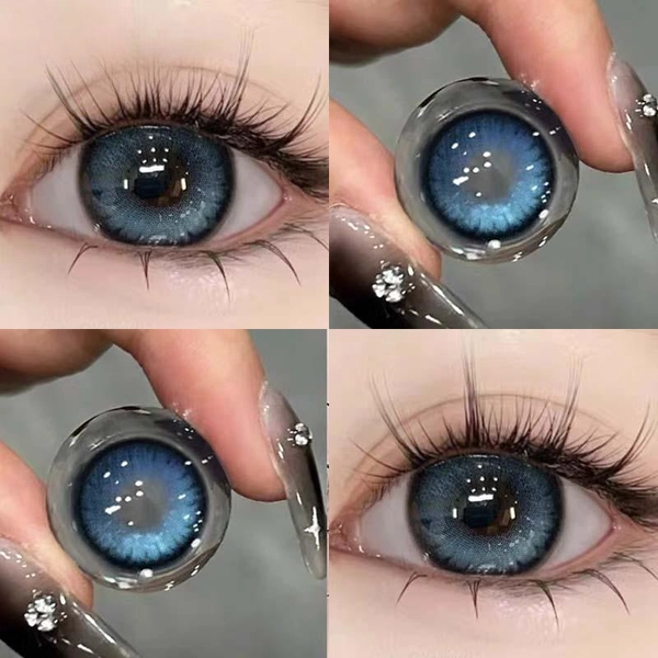 MillCreek 2pcs/Pair Color Contact Lens with Grade (0~-8.00) Blue and Green 14.2mm Contact Lens Yearly Use Cosmetics For Eyes