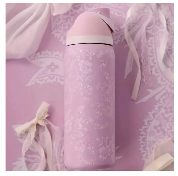 Owala 32oz FreeSip Stainless Steel Water Bottle – Pink Ribbon Toile-2026 Gift