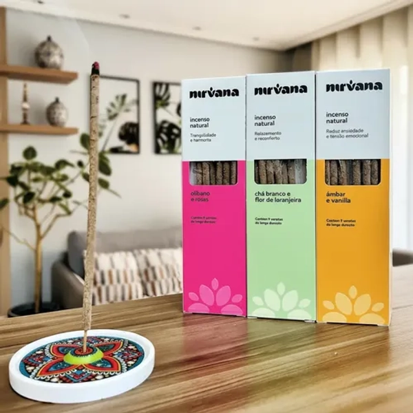 Kit Incenso Nirvana Natural Aromas Misturados Pra Equilíbrio