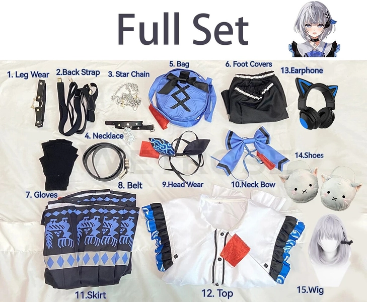 [Wetrose] In Stock Vestia Zeta Hololive ID Vtuber Cosplay Costume New Outfit Jirai Kei Mine Style JK Cat Ears Game Girl Wig Full Set