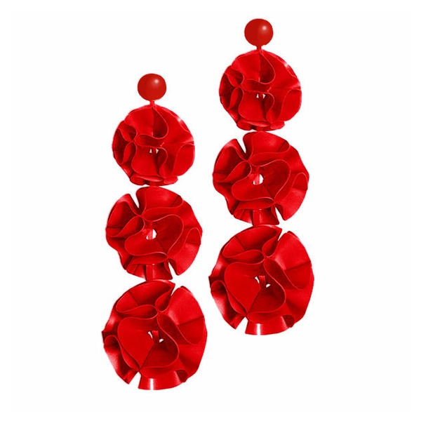 Latex Restricted Lantern Earrings in red
