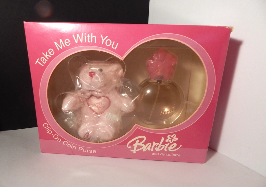 BARBIE TAKE ME WITH YOU EDT NATURAL SPRAY  2.5 FL oz + PINK TEDDY BEAR NIB
