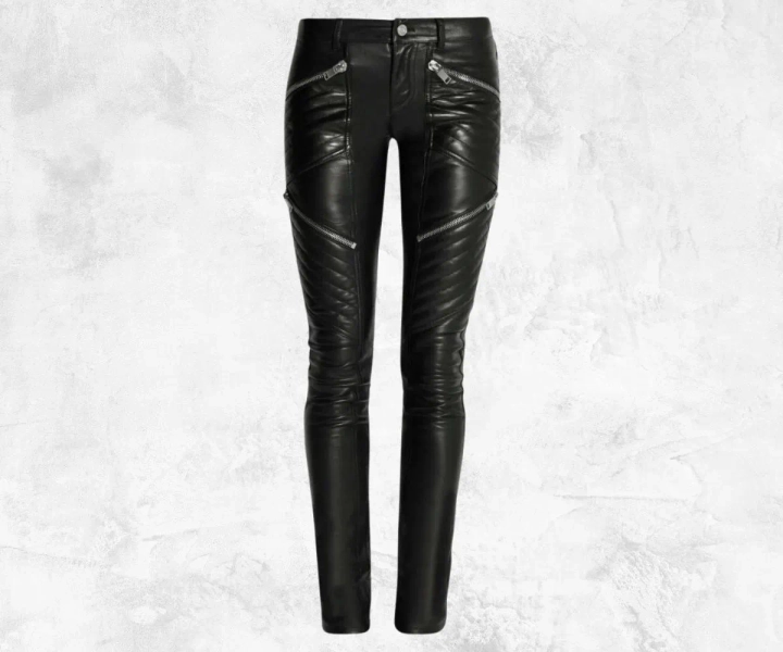 Women's Slim Fit Sheep Leather Pants: Party Wear Bottoms