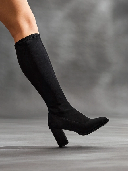 Linzi Black Heeled Boots