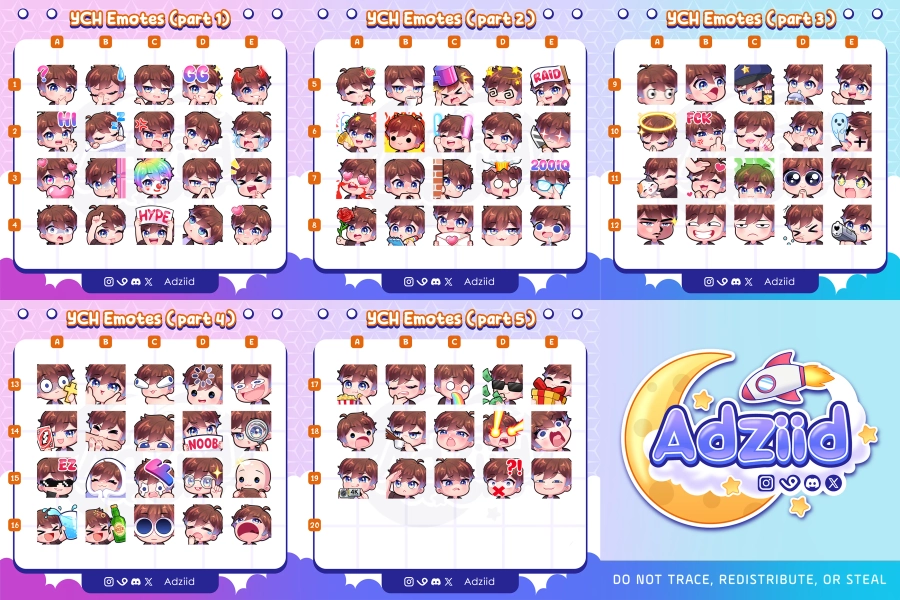 COMMISSION - YCH EMOTES (x20 ) by Adziid on VGen