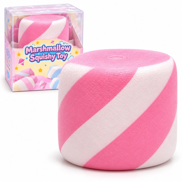 TEMU 1-pack Pink Crispy Marshmallow Squeeze Suitable For Adult Relax, Slow-rising Sensory Fidget With Realistic Sprinkles Filling, Tpr & Filling For
