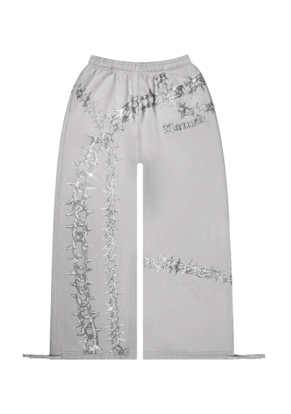 OMEN RHINESTONE OVERSIZED SWEATPANTS SMOKE GREY