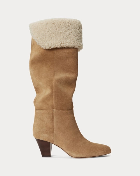 Emersyn Shearling & Suede Tall Boot Heel for Women | Ralph Lauren