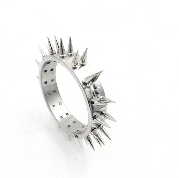 Collar Double Row Spikes - Stainless Steel - Lucrezia and De Sade