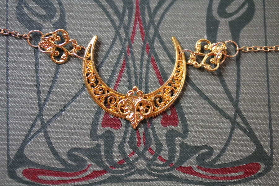 Gold Moon Ornament Forehead Tiara Renaissance Circlet Half Moon ~Golden Age III~