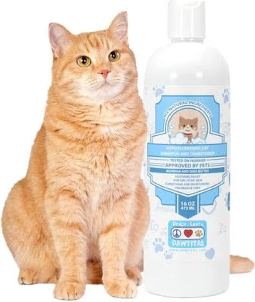 PAWTITAS Organic Sheabutter & Oatmeal Cat Shampoo & Conditioner, 16-fl oz bottle - Chewy.com