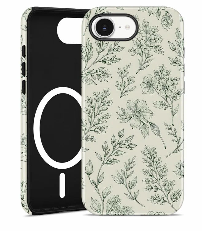 Magnetic Flower Case for iPhone 16e/17e, Green