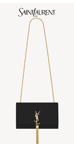 KATE MEDIUM TASSEL IN GRAIN DE POUDRE EMBOSSED LEATHER BLACK