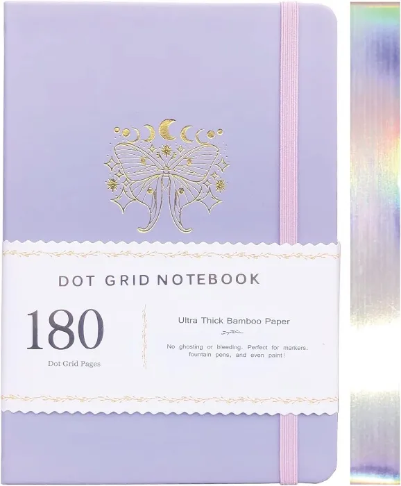 A5 Dotted Notebook - Bullet Dot Grid Journal - 180G Thick Bamboo Paper - 160 Dot Grid Pages 5x5 MM - Waterproof Hardcover