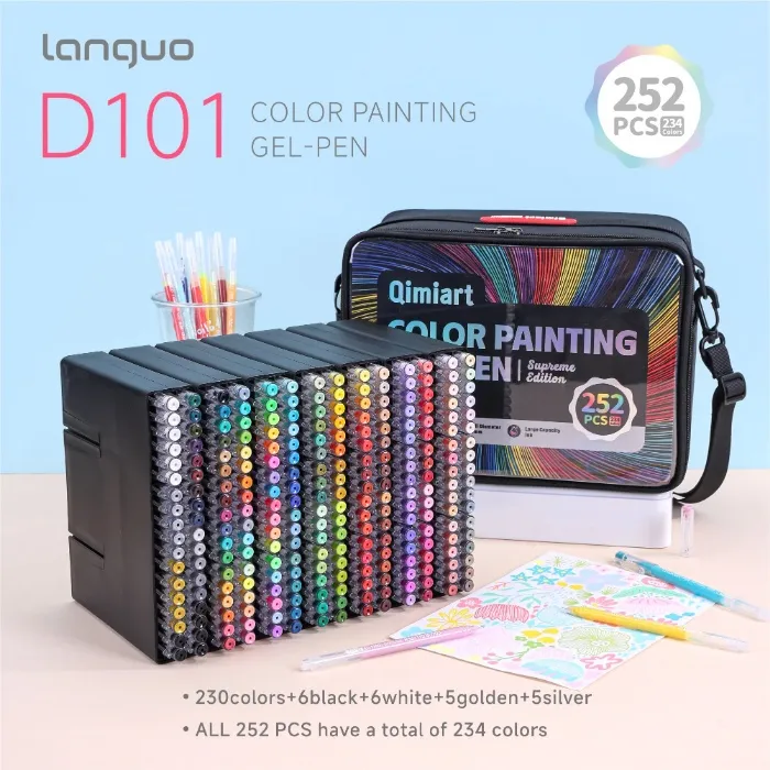 Languo x Qimiart 252 Pcs/234 Colors Acrylic Gel Pens Set, 0.6mm Fine Tip | Default Title