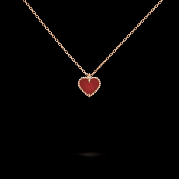 Pendentif Sweet Hearts Or rose 750/1000, Cornaline - Van Cleef & Arpels