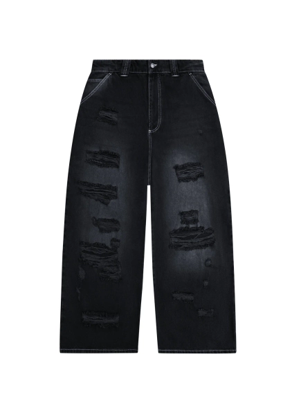 FAITHFUL STUDDED OVERSIZED JEANS WASHED BLACK