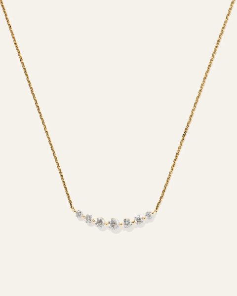 14K Gold Lab Grown Diamond Graduated Bar Necklace - 0.50ctw in Yellow Gold