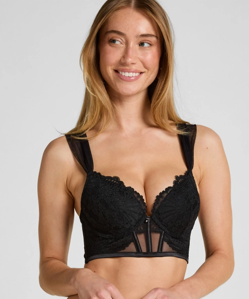 Voorgevormde longline push-up beugel bh Whitney - Zwart