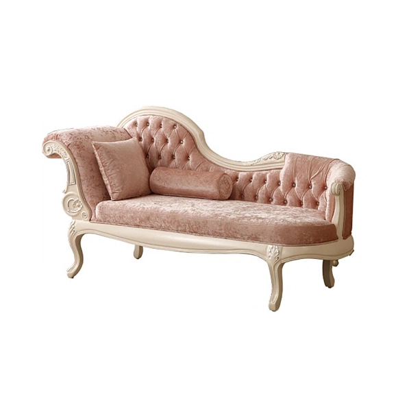 French Solid Wood Carved Chair Upholstered Chaise Lounge