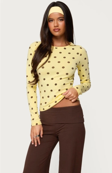 Maricelle Polka Dot Long Sleeve T-Shirt