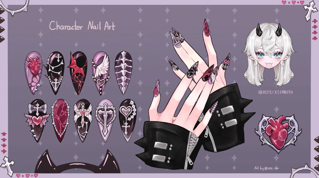 Custom Nail Art Design by Alex (@are_xu)