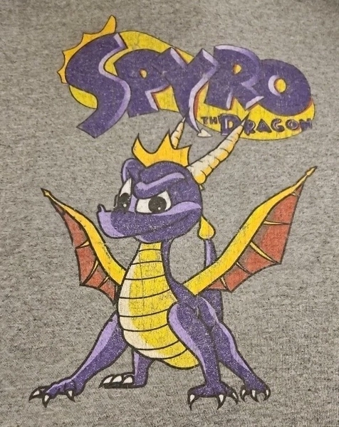 Spyro the Dragon Graphic T  Shirt Unisex 2XL Gray  Playstation Retro Vintage 
